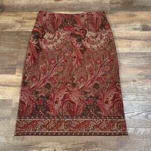 Briggs New York VTG Paisley Pencil Skirt 18P Stretch Office Boho Academia EUC